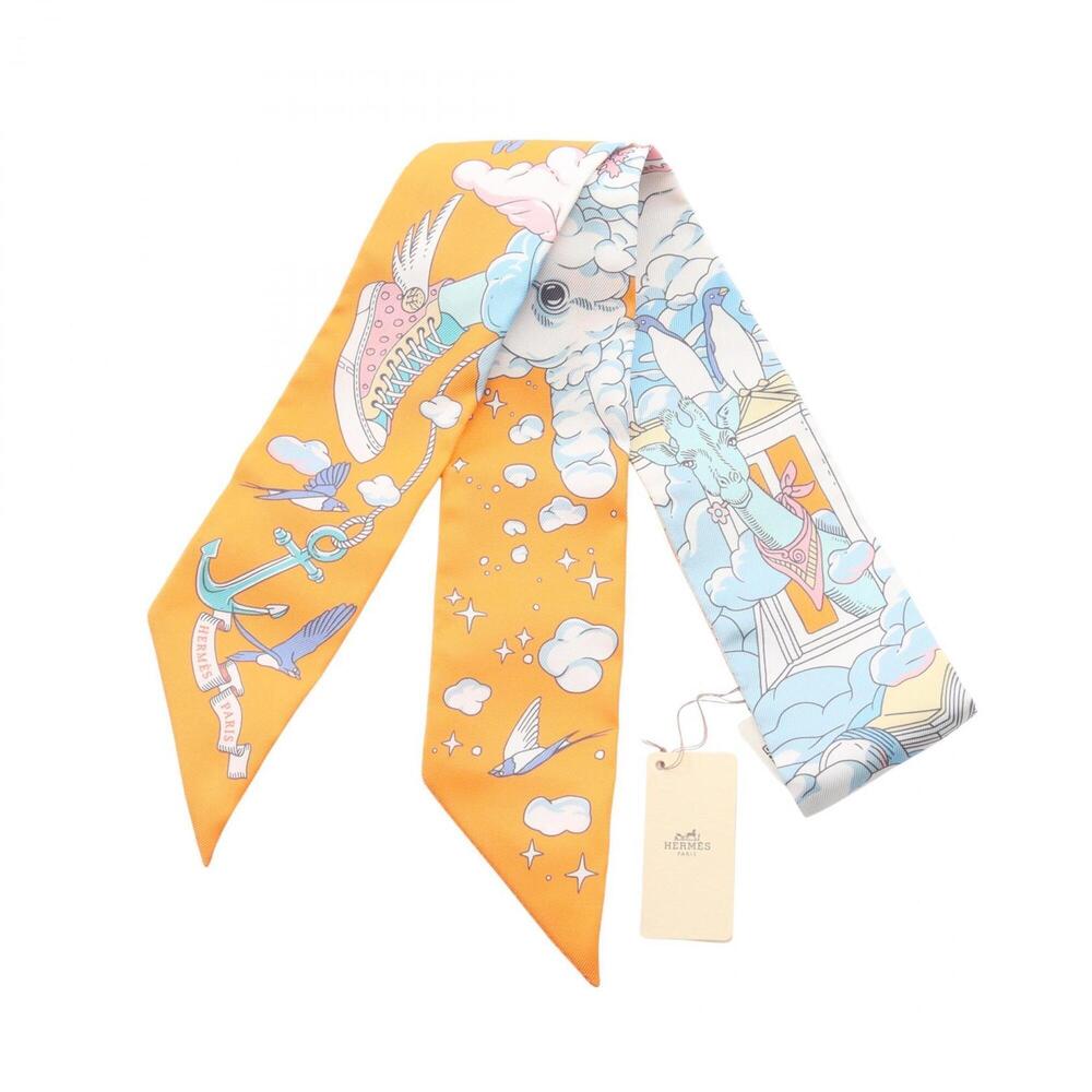 HERMES Orange Silk Scarf